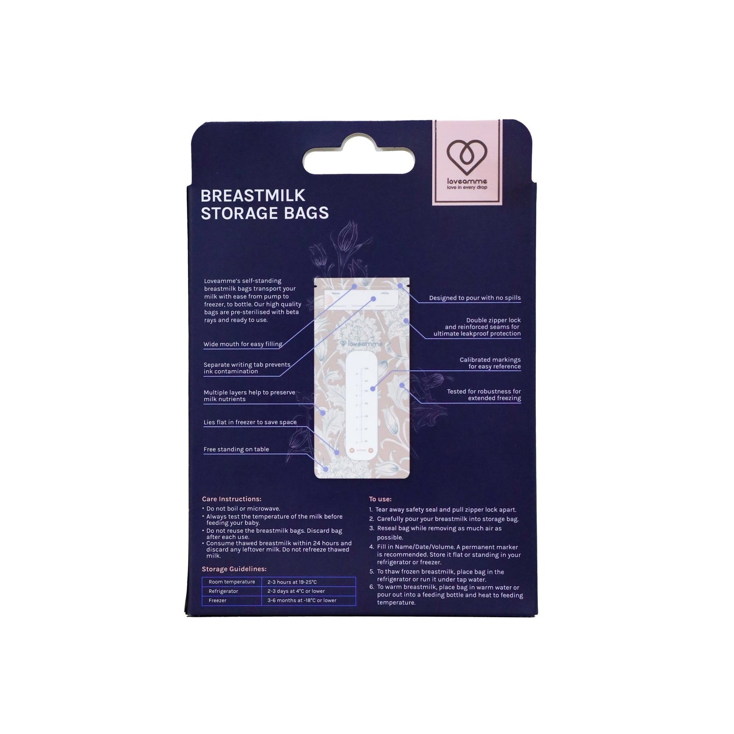 LoveAmme Breast Milk Storage Bags 240ml 30pcs - LoveAmme