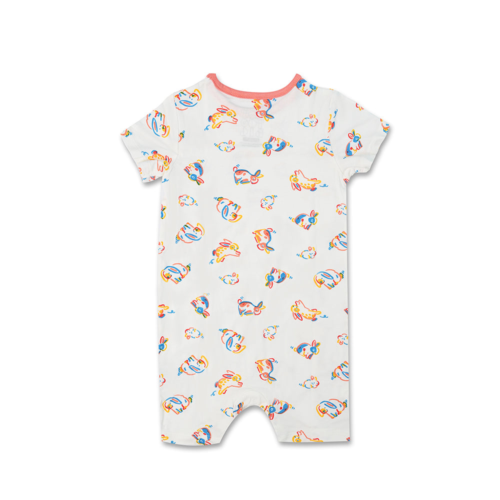Not Too Big Bunny Shortsleeve Bamboo Rompers -2 Pack