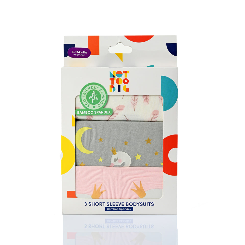 Not Too Big Swan Bamboo Shortsleeve Bodysuit - 3 Pack