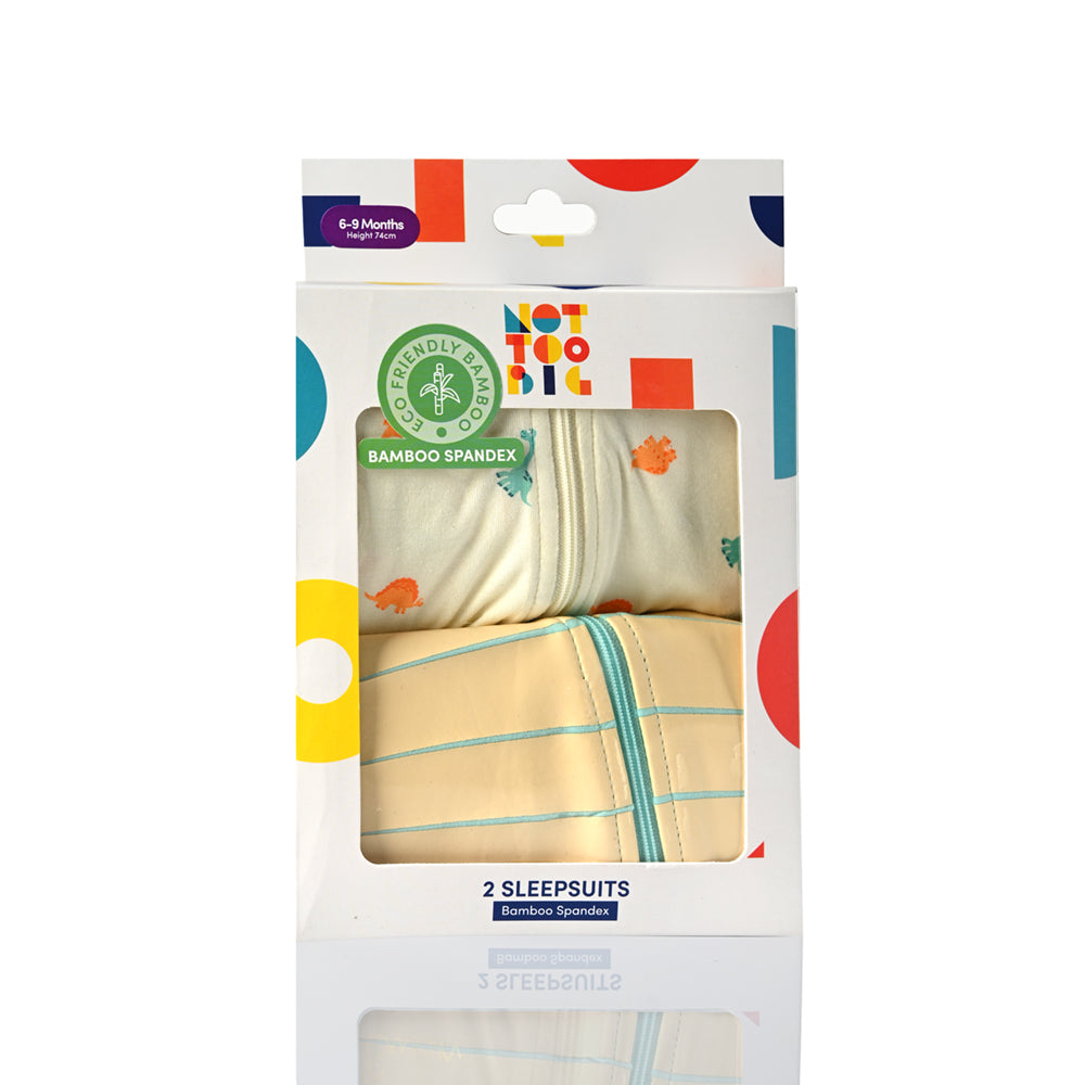 Not Too Big Party Dino Bamboo Sleepsuit - 2 Pack