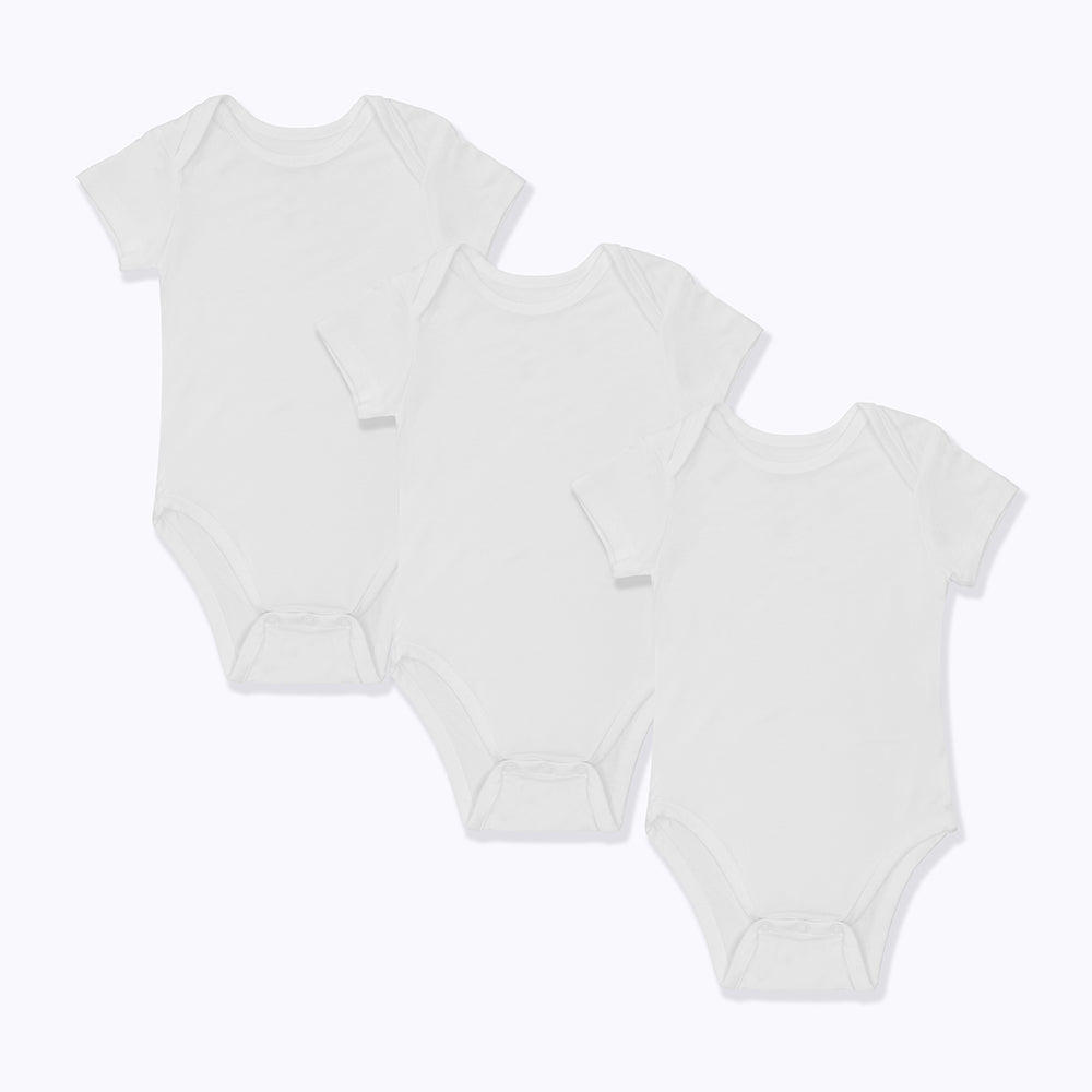 Not Too Big White Bamboo Short Sleeve Bodysuits - 3 Pack
