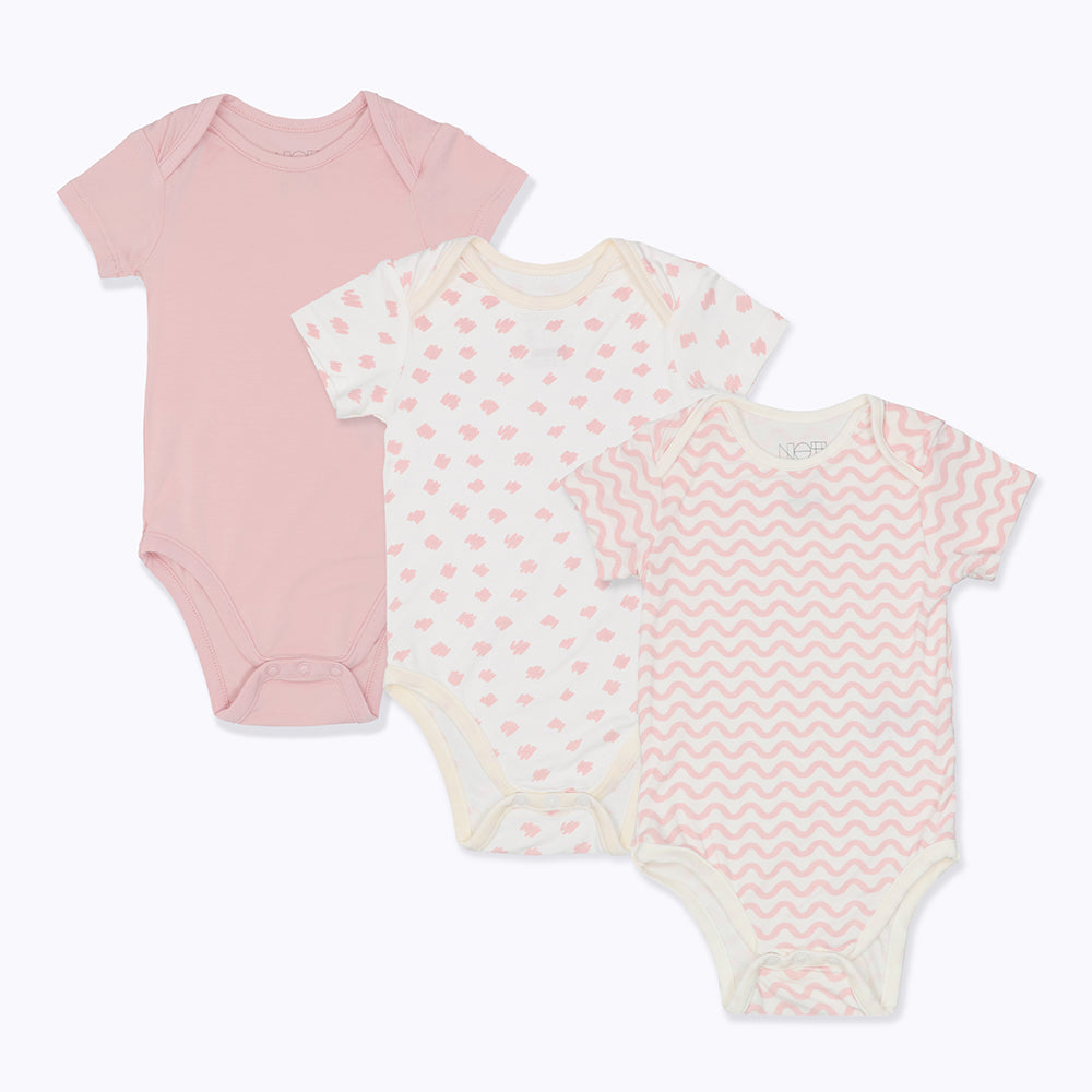 Not Too Big Pink Bamboo Short Sleeve Bodysuits - 3 Pack