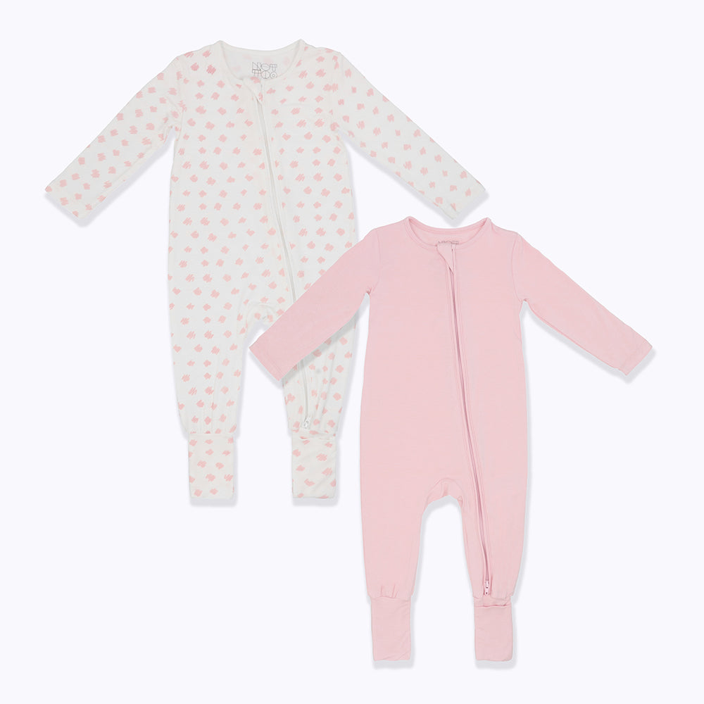 Not Too Big Pink Bamboo Sleepsuits - 2 Pack