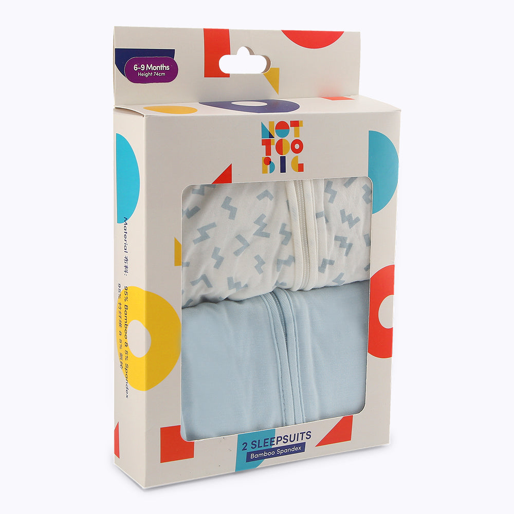 Not Too Big Blue Bamboo Sleepsuits - 2 Pack