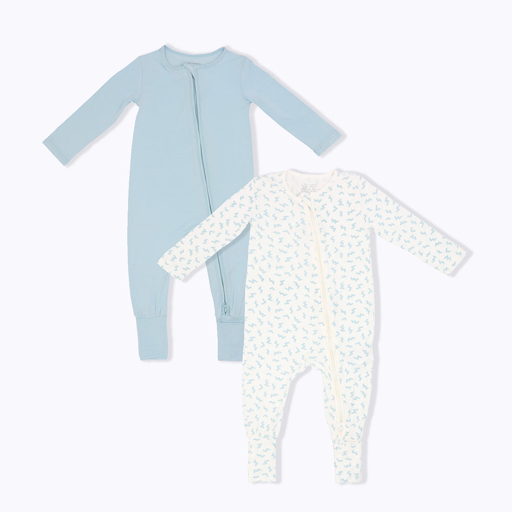 Not Too Big Blue Bamboo Sleepsuits - 2 Pack