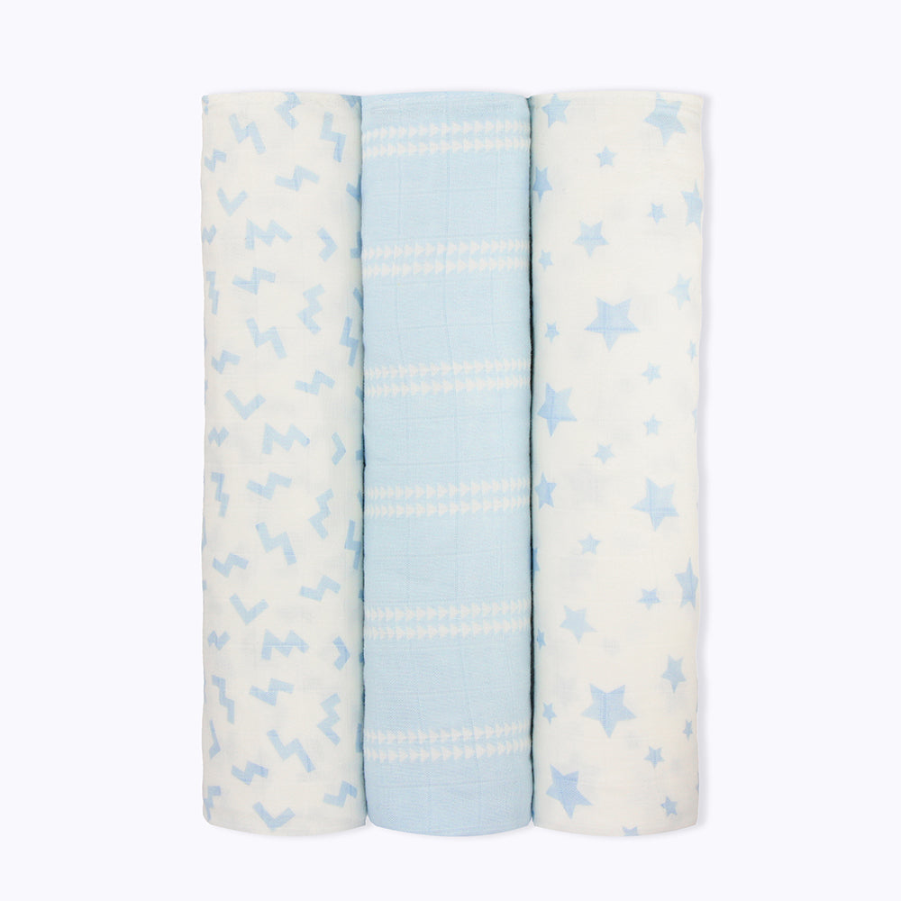 Not Too Big Essential Bamboo Swaddles 3pk - Assorted Colours