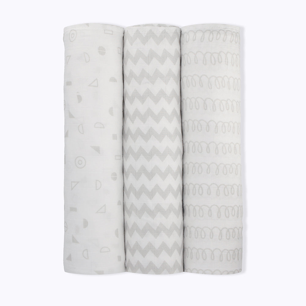 Not Too Big Essential Bamboo Swaddles 3pk - Assorted Colours