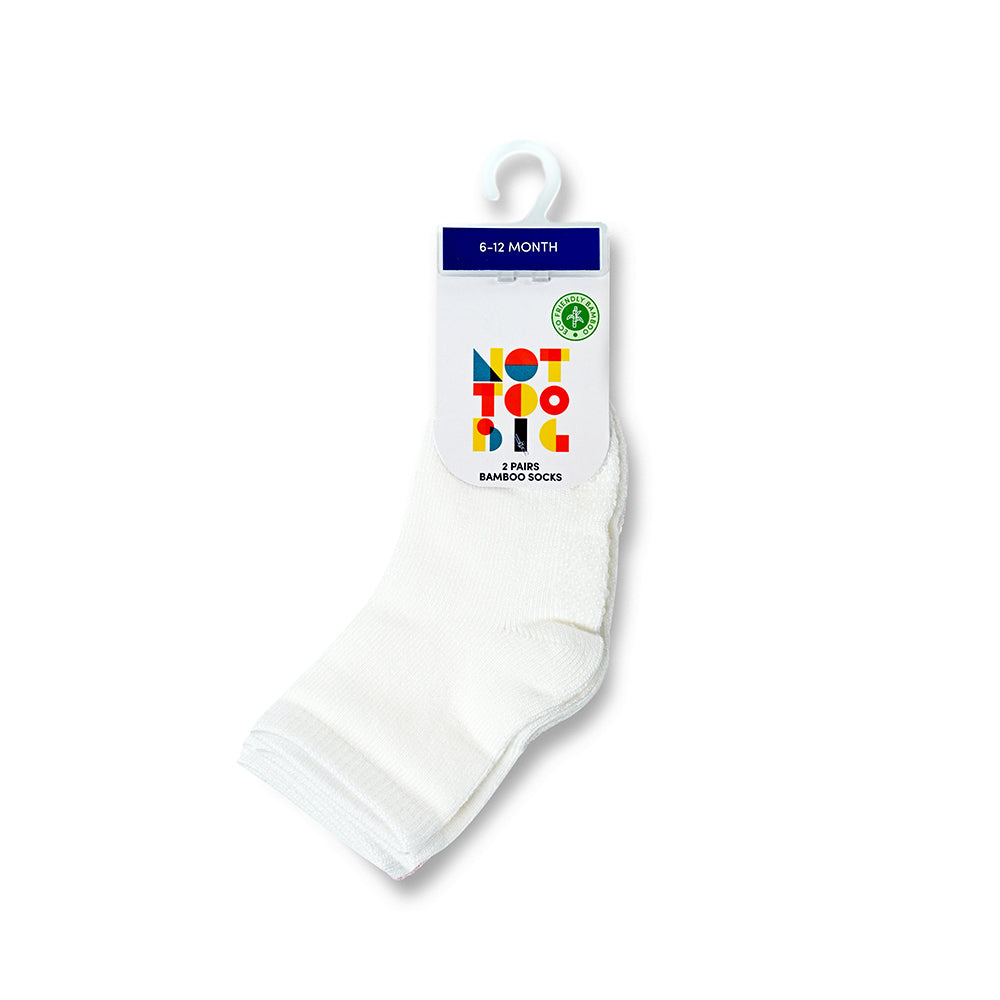 Not Too Big Bamboo White Socks - 2 Pack
