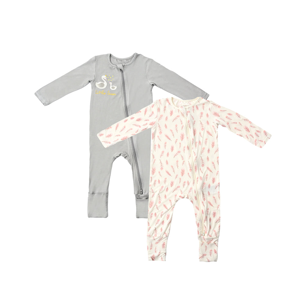 Not Too Big Swan Bamboo Sleepsuit - 2 Pack