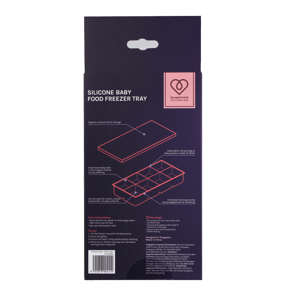 LoveAmme Silicone Freezer Tray - 8 portions - LoveAmme