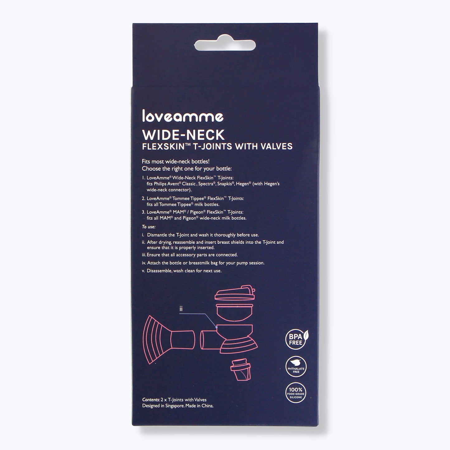 LoveAmme T-Joint with Valves (for LoveAmme/Avent/Spectra/Snapkis Bottles) 2pc