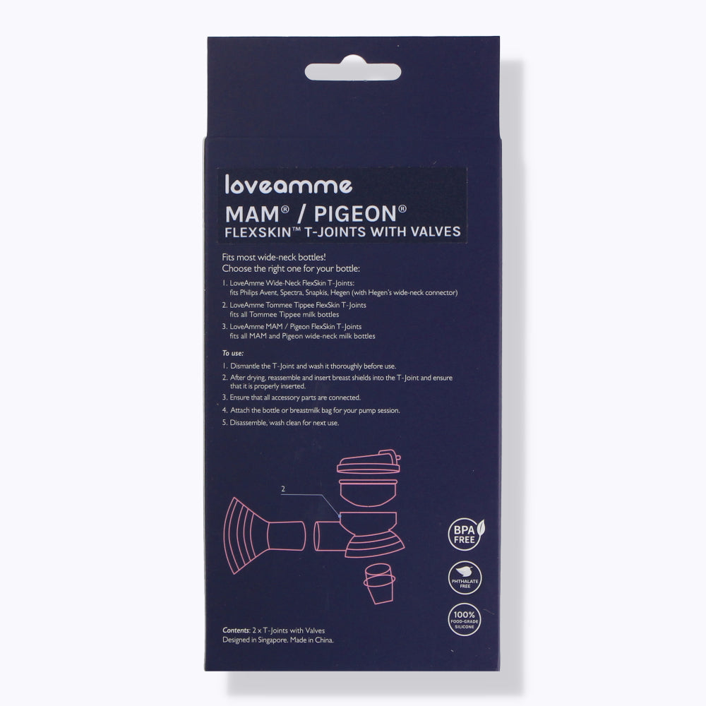LoveAmme T-Joint with Valves (for Mam/Pigeon Bottles) 2pc