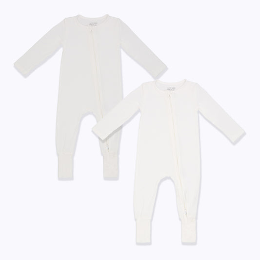 Not Too Big White Bamboo Sleepsuits - 2 Pack