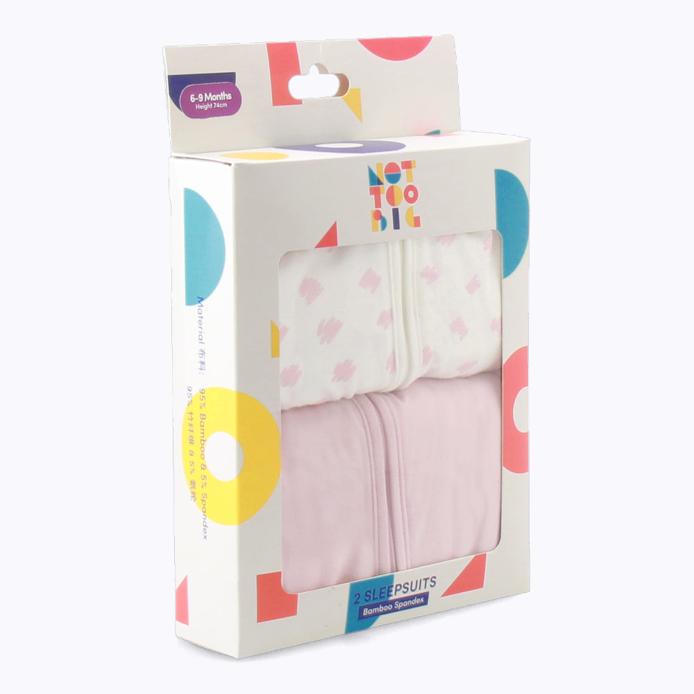 Not Too Big Pink Bamboo Sleepsuits - 2 Pack