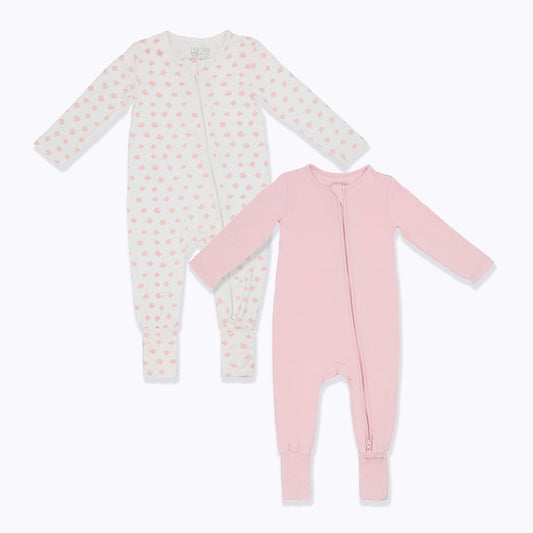 Not Too Big Pink Bamboo Sleepsuits - 2 Pack