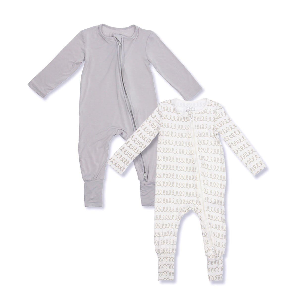 Not Too Big Grey Bamboo Sleepsuits - 2 Pack