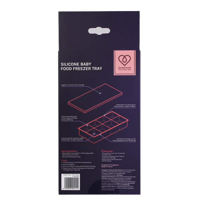 LoveAmme Silicone Freezer Tray - 8 portions
